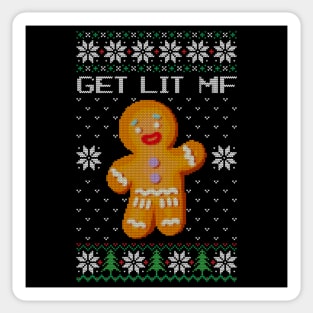 Cristmas Sweaters -  Ugly Sweater - Lets Get Lit Mf Sticker